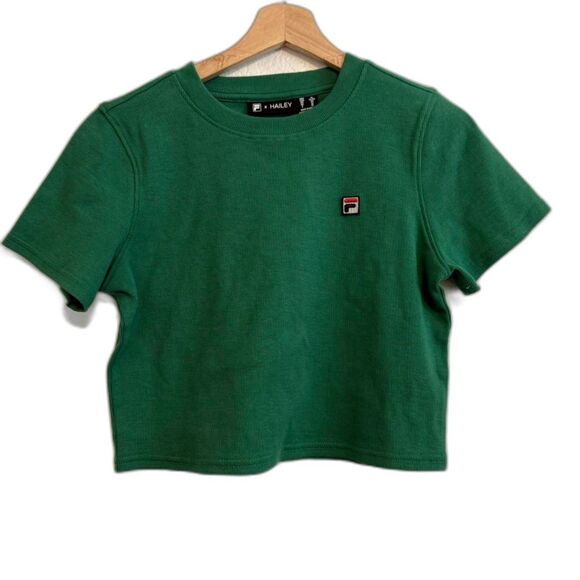 Filax HAILEY BEIBER GREEN CROPPED TEE FILA  L - Picture 2 of 6